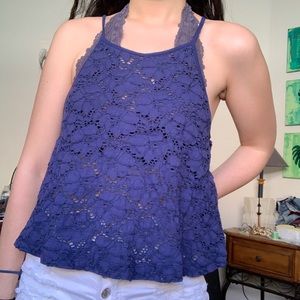 Navy lace halter top